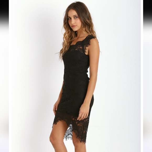 FREE PEOPLE Intimately Black Lace High Low Dress - Picture 2 of 13